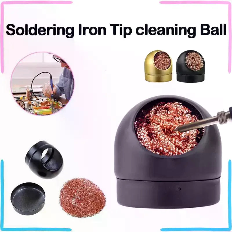 Copper Coil Soldering Iron Tip Cleaner Ball & Holder Soldering Tip Cleaner Qme
