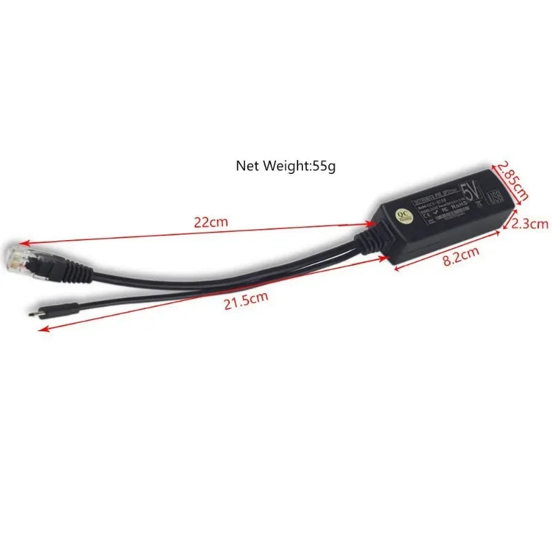 ESCAM 2.5KV Active PoE Splitter 48V to 5V 4A Micro USB – 12W PoE Splitter Qme