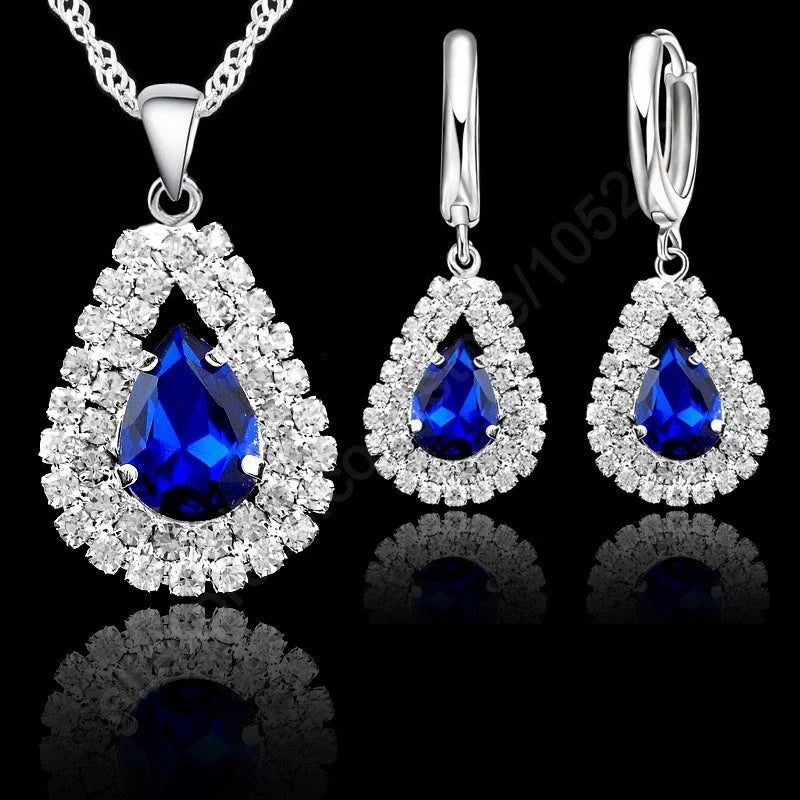 925 Sterling Silver Austrian Crystal Water Drop Earrings Crystal Drop Earrings Qme