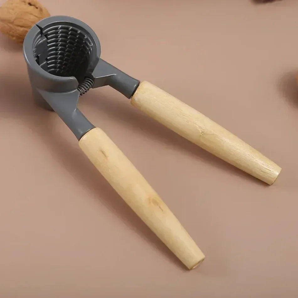 Heavy Duty Aluminum Nutcracker with Wood Handles Manual Nutcracker Qme