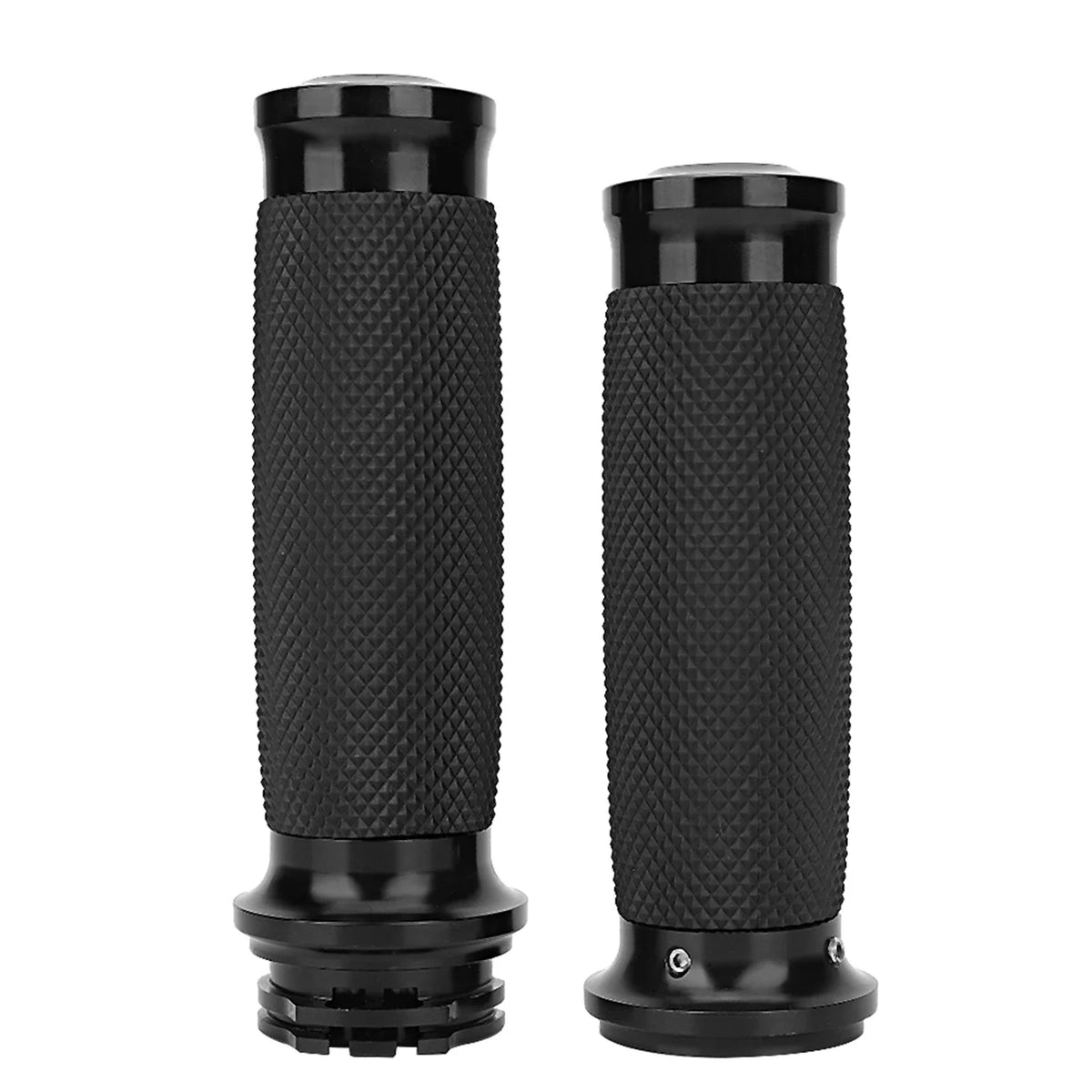 Motorcycle Aluminum & Rubber Anti-Slip Handlebar Grips – 1 Pair Motorcycle Handlebar Grips Qme black