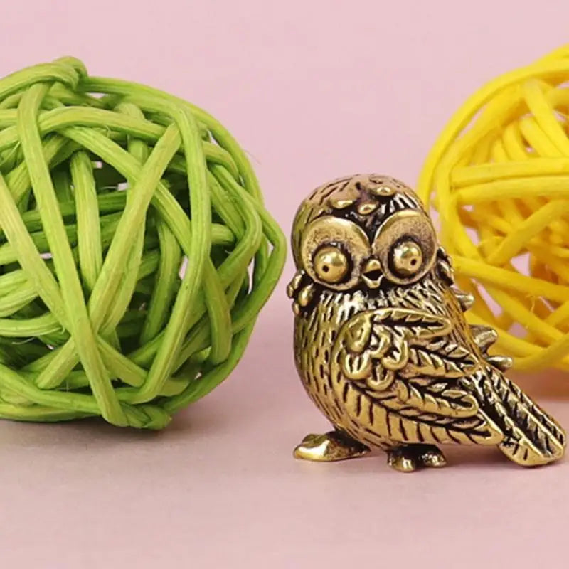 Retro Metal Owl Miniature Figurine – Home Décor Ornament Miniature Figurine Qme