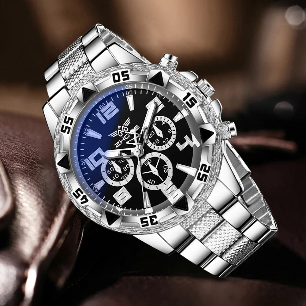 Silver Men's Quartz Watch – Business & Everyday Fashion Men's Quartz Watch Qme