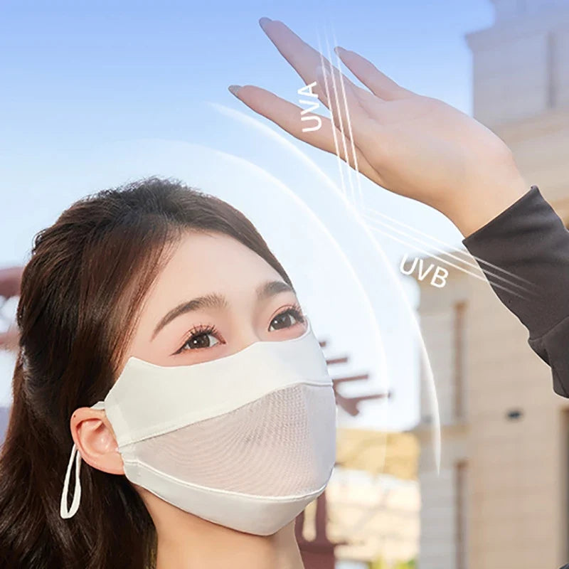 Ice Silk Sun Protection Face Mask – Breathable Outdoor Sports Sun Protection Mask Qme