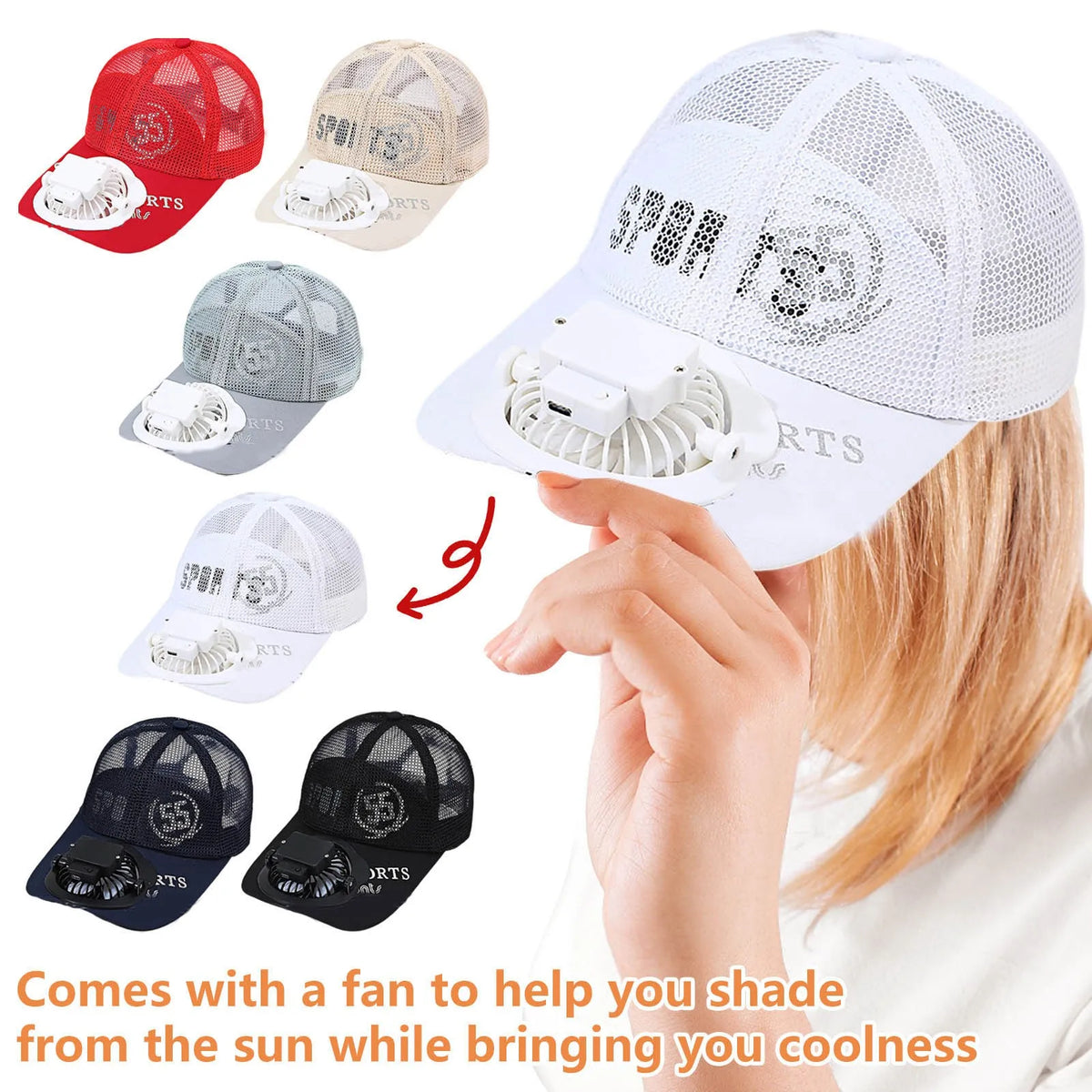 USB Charging Fan Cap – Mesh Breathable Hat for Men & Women USB Fan Cap Qme