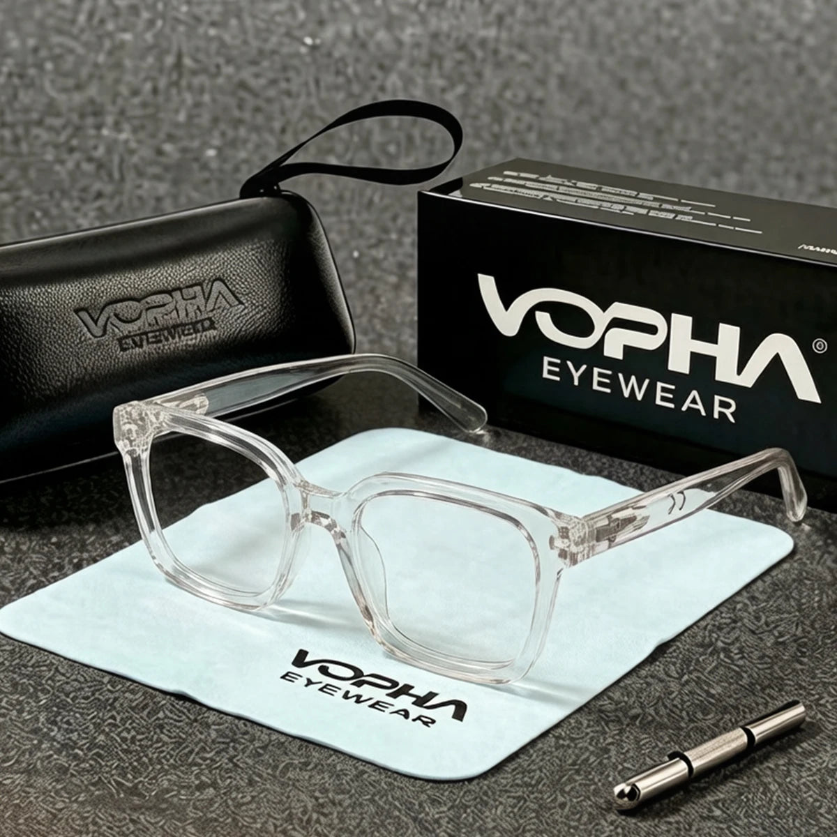VOPHA Men's Oversized Square Reading Glasses +1.0–+3.0 | L29 Reading Glasses Qst 300 Clear