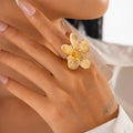 Boho Butterfly Flower Rings for Women – 5 Styles Adjustable Boho Statement Ring Qme 5 resizable