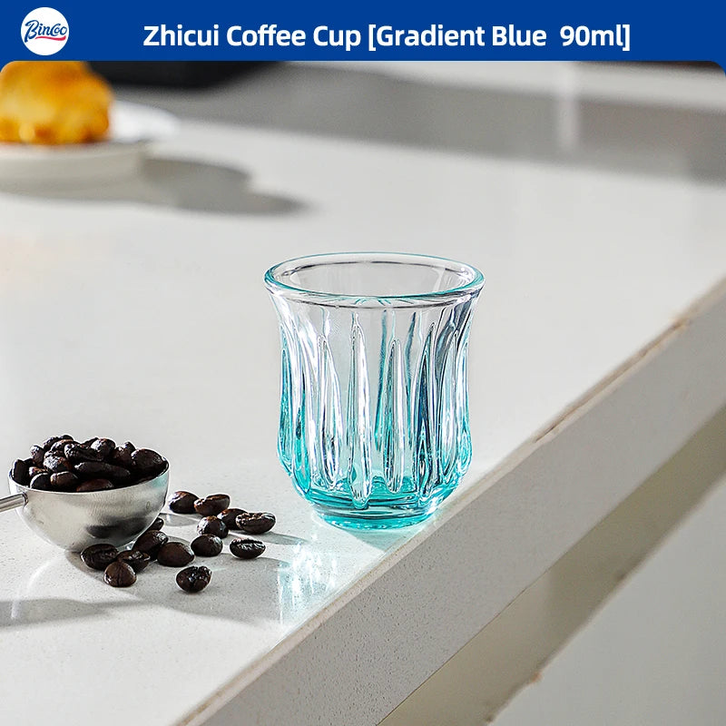 Bincoo Retro Glass Coffee Cup – Espresso Latte 90–400ml Glass Coffee Cup Qst Gradient Blue 90ml