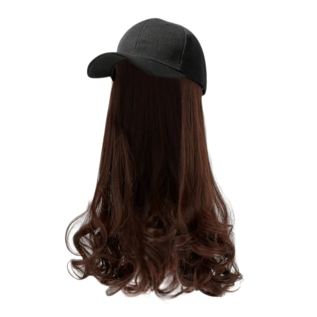 Baseball Cap with Long Curly Hair Extensions – Adjustable Wig Hat Wig Baseball Cap Qme