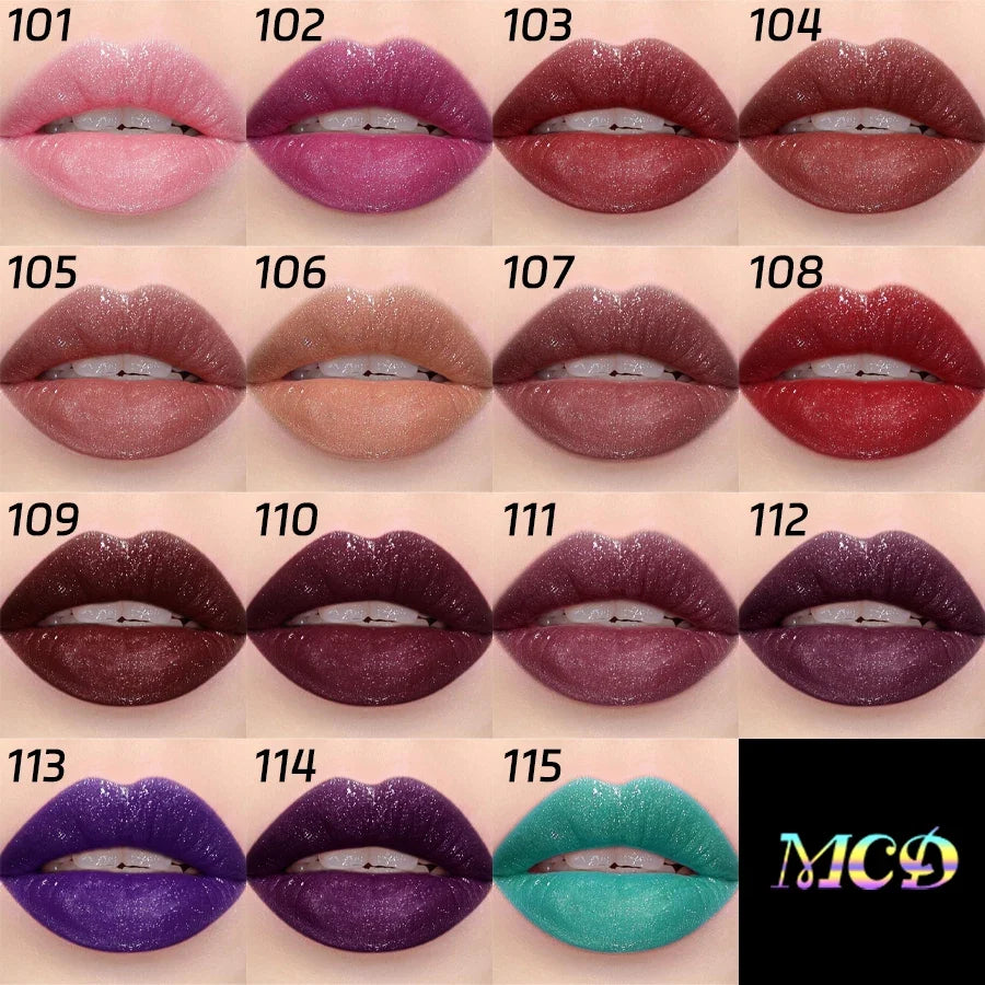 Qme 15-Color Glitter Lip Glaze Waterproof Liquid Lipstick Glitter Lip Glaze Qme