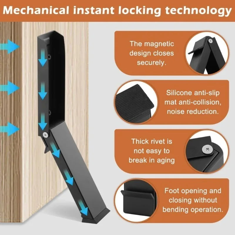 Heavy Duty Metal Door Stopper – Windproof Rubber Base Door Stopper Qme