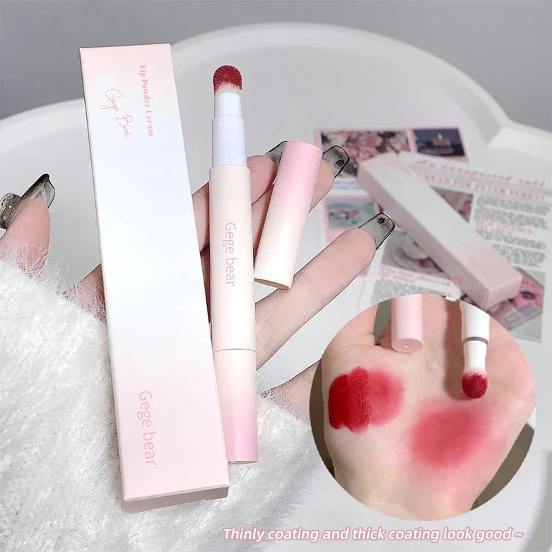 Gege Bear Sponge Tip Lip Powder Cream – Matte Lippie Gift Lip Powder Cream Qme