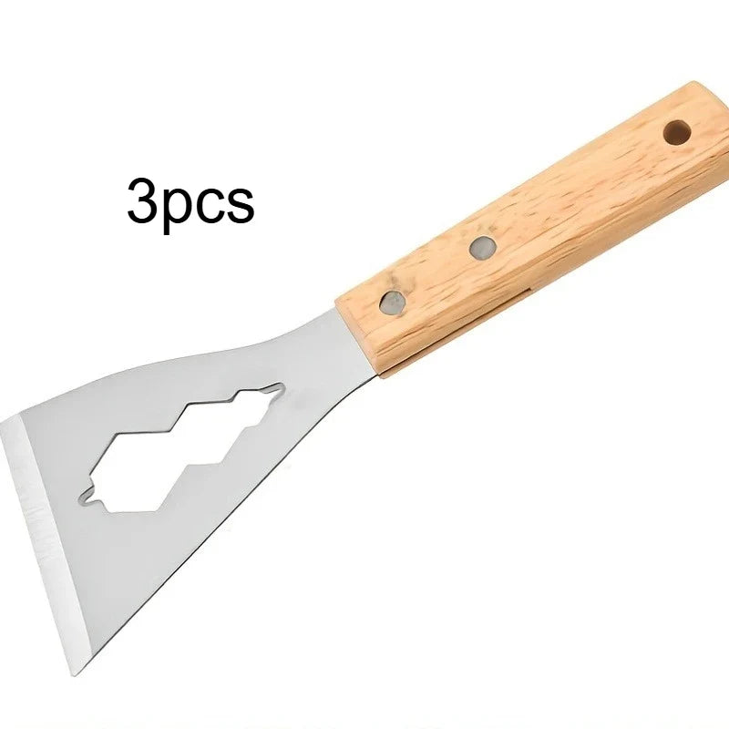 Stainless Steel Paint Scraper Putty Knife – Wooden Handle Paint Scraper Tool Qme 3pcs