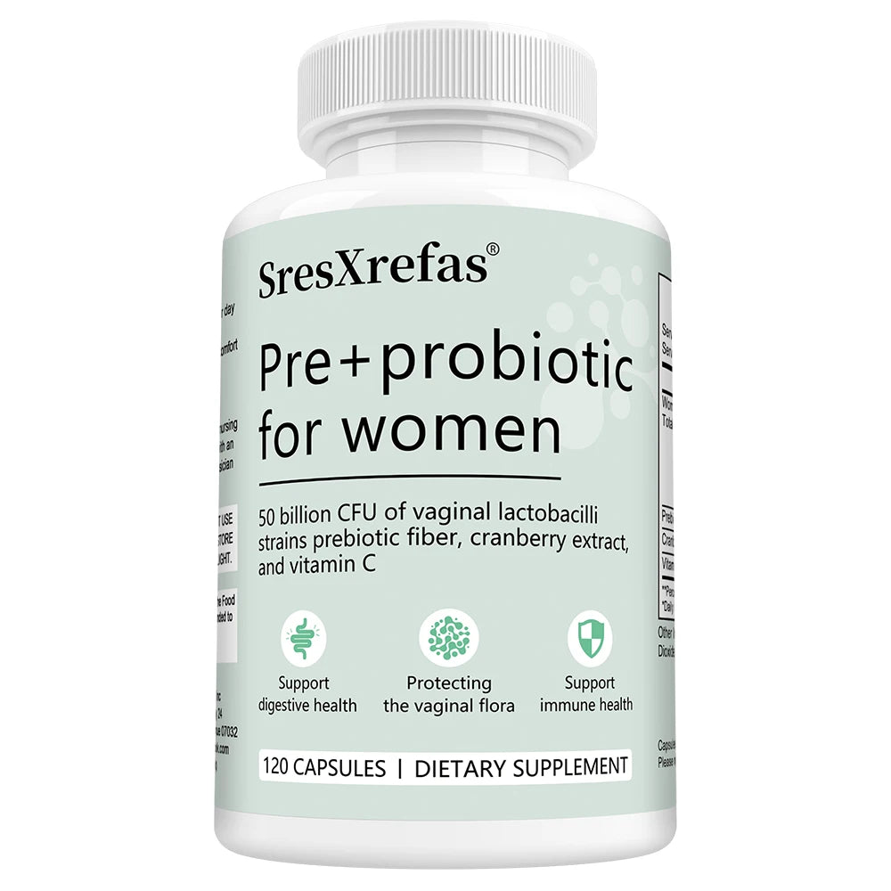 Women's Pre+Probiotic Capsules – 50B CFU, Vitamin C & Cranberry Probiotic Supplement Qst 120 count-1 bottle
