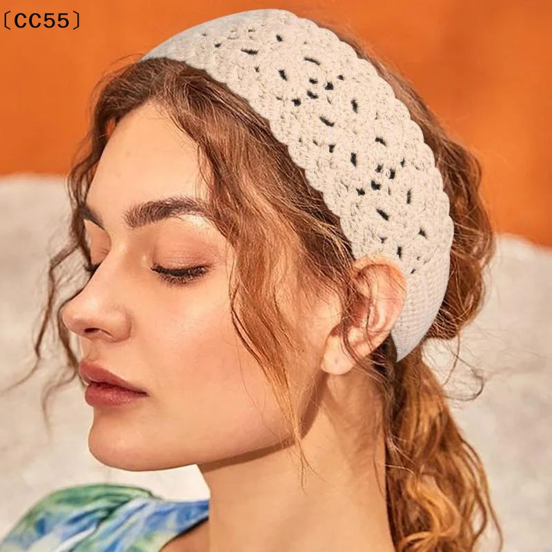Floral Knitted Headband Stretch Turban Crochet Hairband Women Knitted Headband Qst
