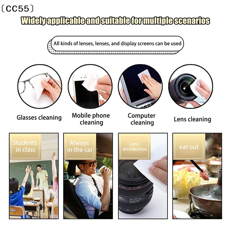 100pcs Disposable Lens Wipes – Anti-Fog Eyeglass Cloths Lens Cleaning Wipes Qst