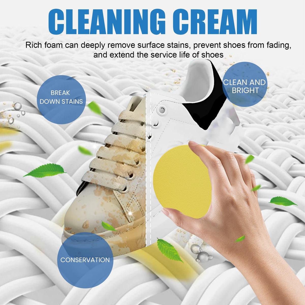 Sneaker Cleaning Cream – Stain Removal & Yellow Edge Brightener Shoe Cleaning Cream Qst