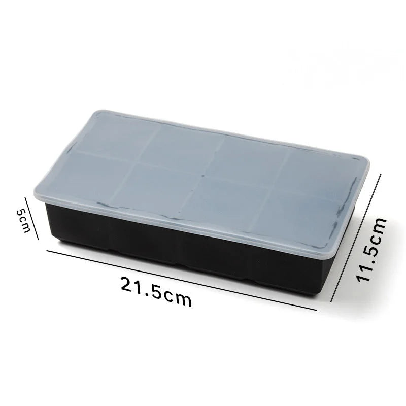 Silicone Ice Cube Tray 8 & 15 Grid Square Mold – Reusable Silicone Ice Cube Tray Qme 8 Grids-YG