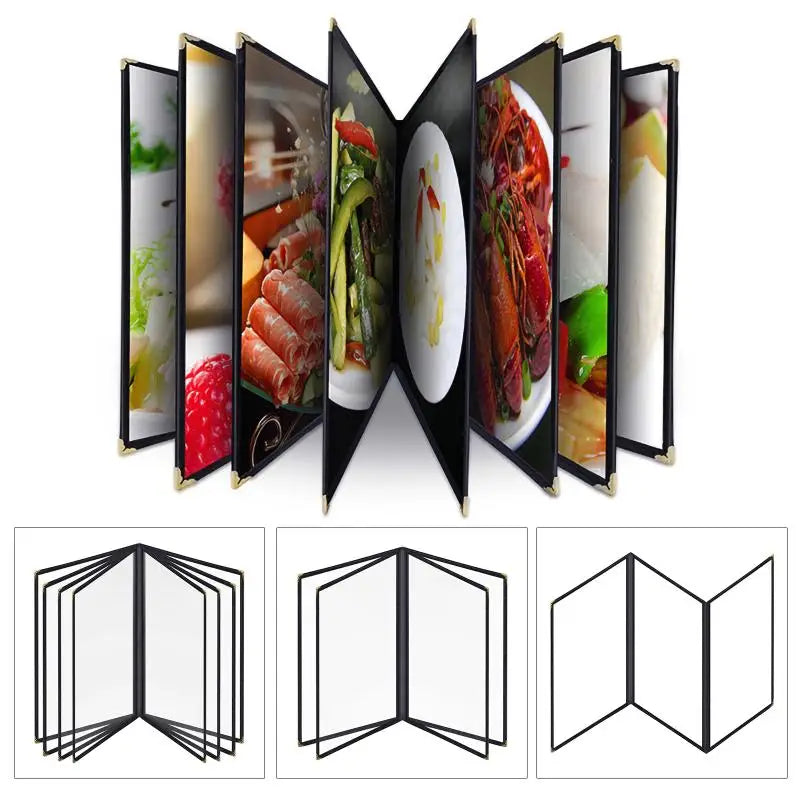 A4 Clear PVC Menu Cover Double Panel Foldable Holder Menu Cover Holder Qme