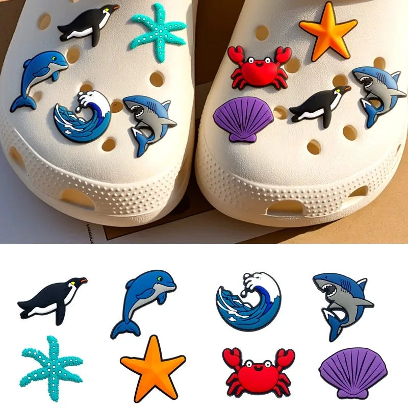 PVC Fish, Crab & Shark Shoe Charms – Cute Buckle Accessories Shoe Charms Qme
