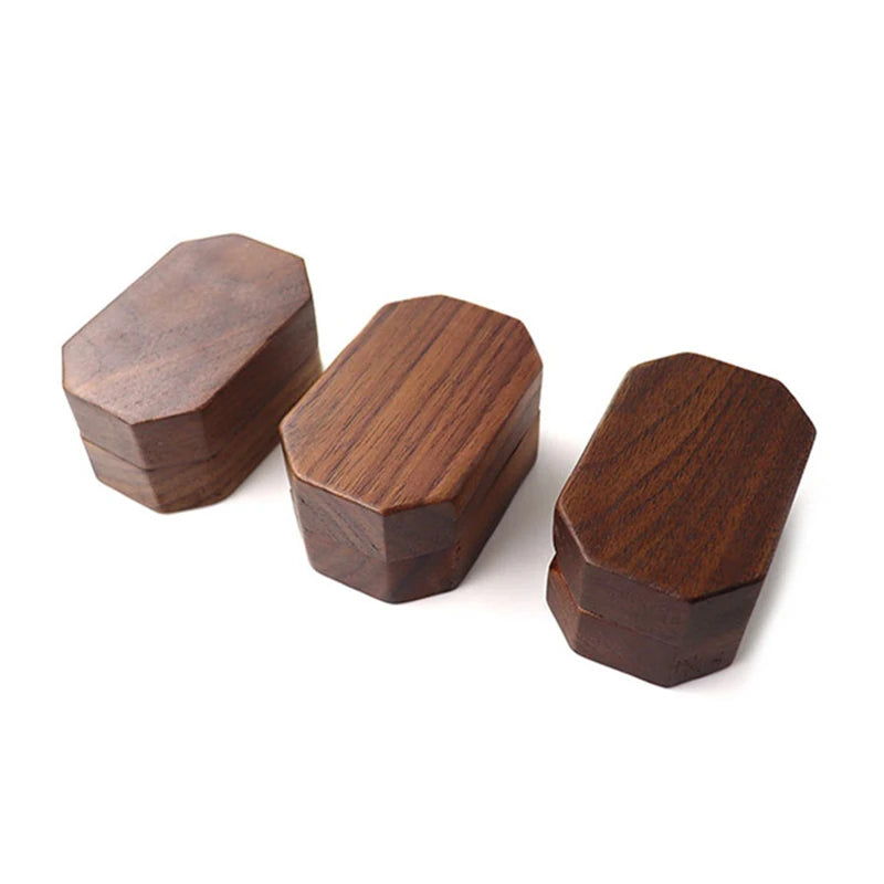 Vintage Walnut Wood Ring Box – Wedding & Proposal Gift Wood Ring Box Qst