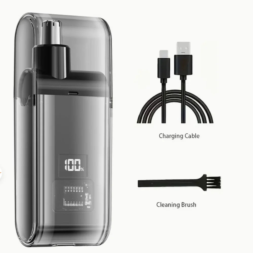 Qme USB Rechargeable Nose & Ear Hair Trimmer for Men Nose Hair Trimmer Qme black