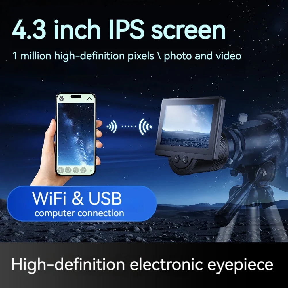 WiFi Telescope Camera Eyepiece 1080P HD 4.3" IPS Screen Telescope Camera Eyepiece Qme