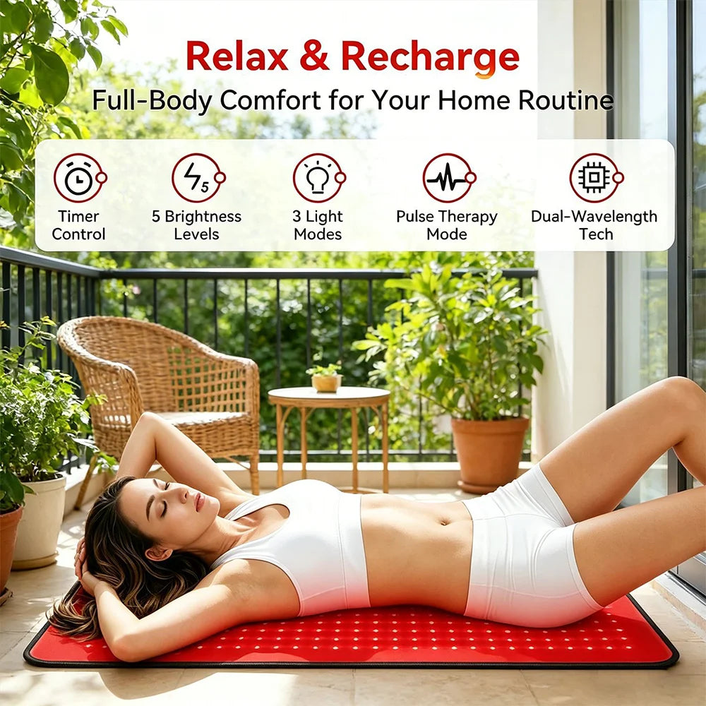 Red Light Therapy Mat 39"x24" – 480 LEDs 660nm 850nm Full Body Red Light Therapy Mat Qst