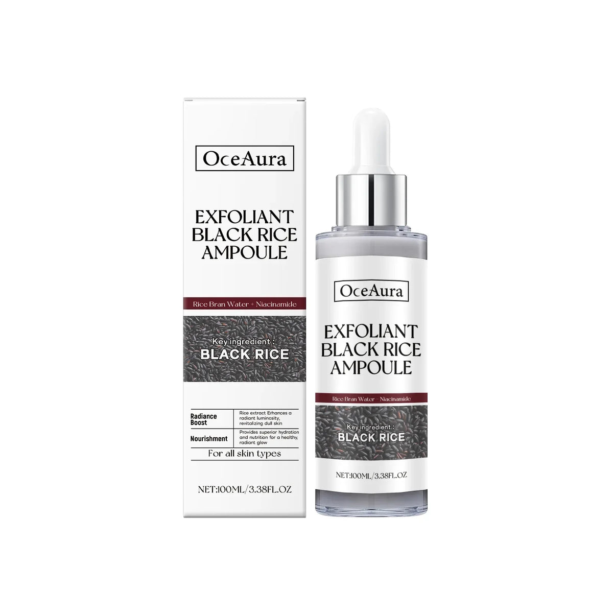 Black & White Rice Exfoliating Essence – Brightening Facial Serum Facial Exfoliating Essence Qme 1pc