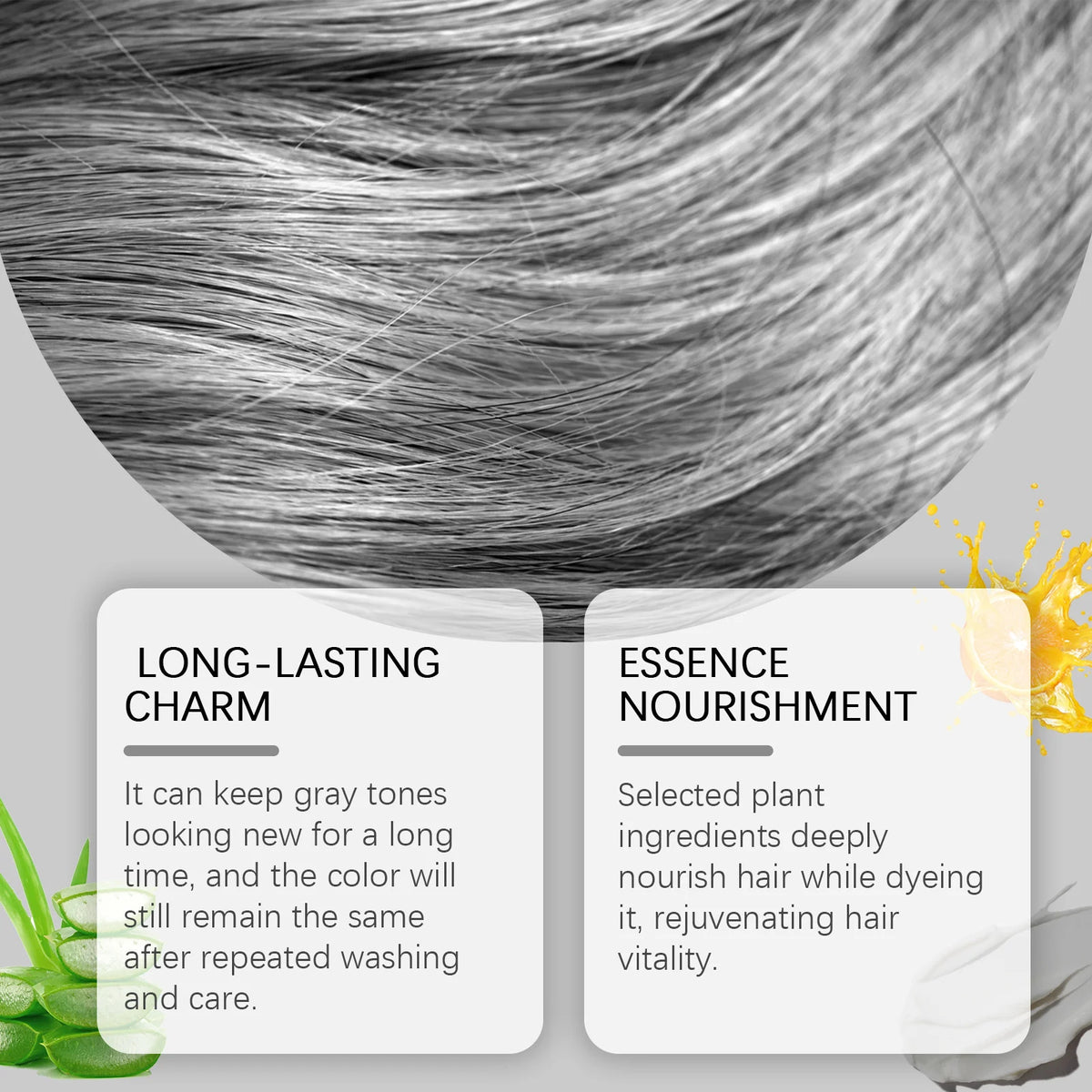 Hoegoa Gray Silver Hair Dye Cream – Metallic Punk Style Hair Dye Cream Qst
