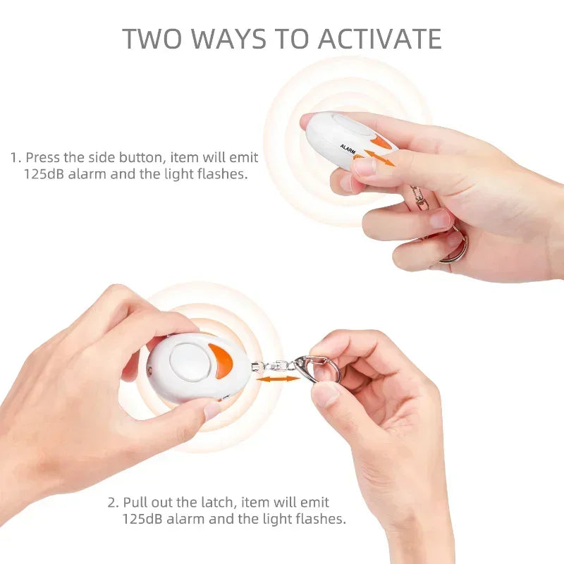 125dB Emergency Personal Alarm Keychain with LED Light Personal Alarm Keychain Qme