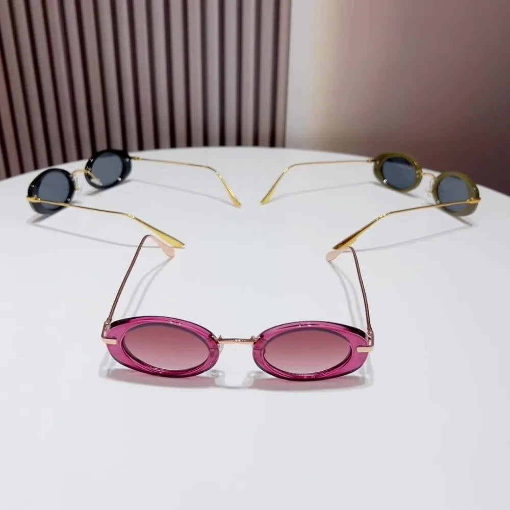 Vintage Retro Oval Sunglasses – Small Frame Classic Fashion Retro Oval Sunglasses Qme