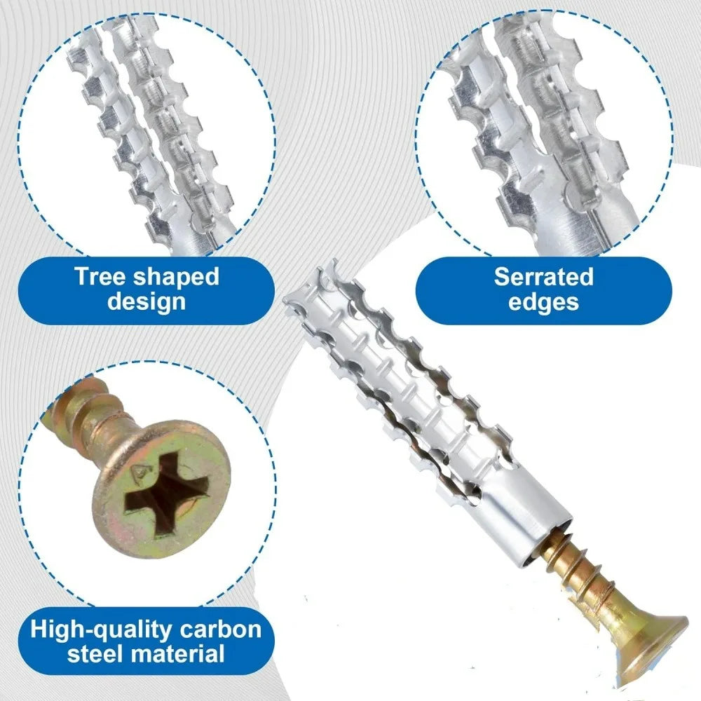 Metal Sawtooth Expansion Pipe Self-Tapping Screws | Hollow Wall Anchors Wall Anchor Screw Set Qme