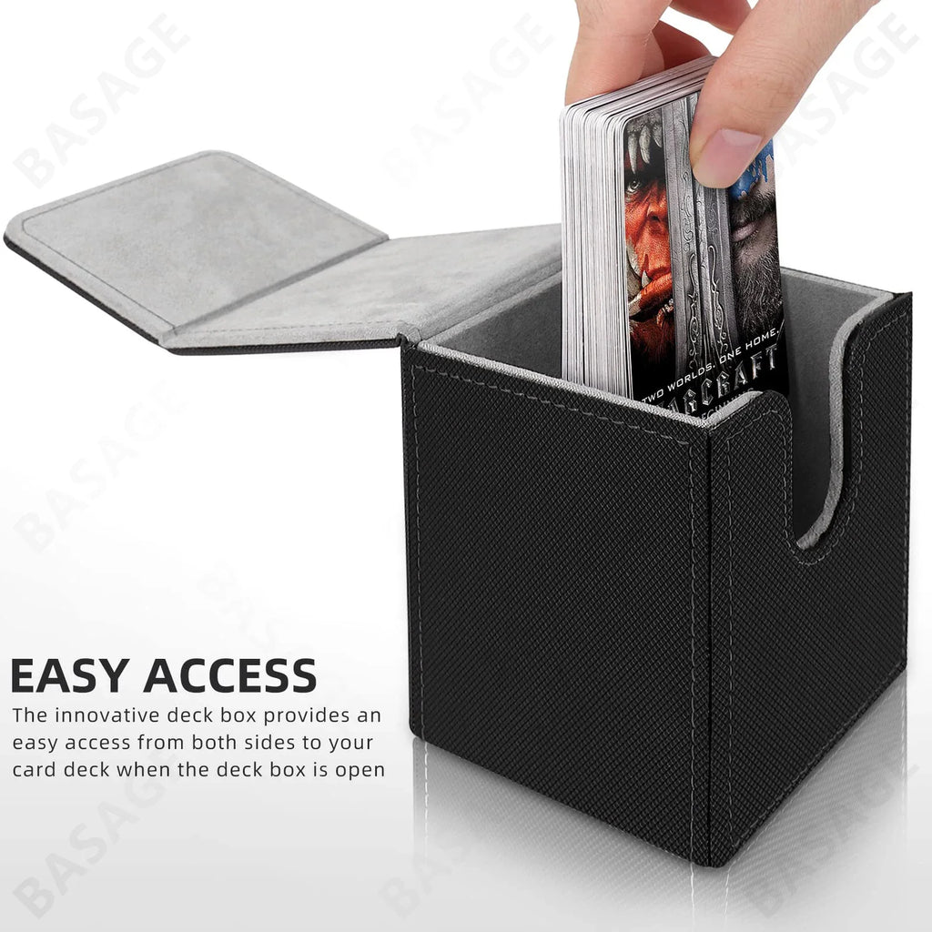Leather Card Deck Box – Holds 100+ Sleeved Cards & 2 Dividers Card Deck Box Qme