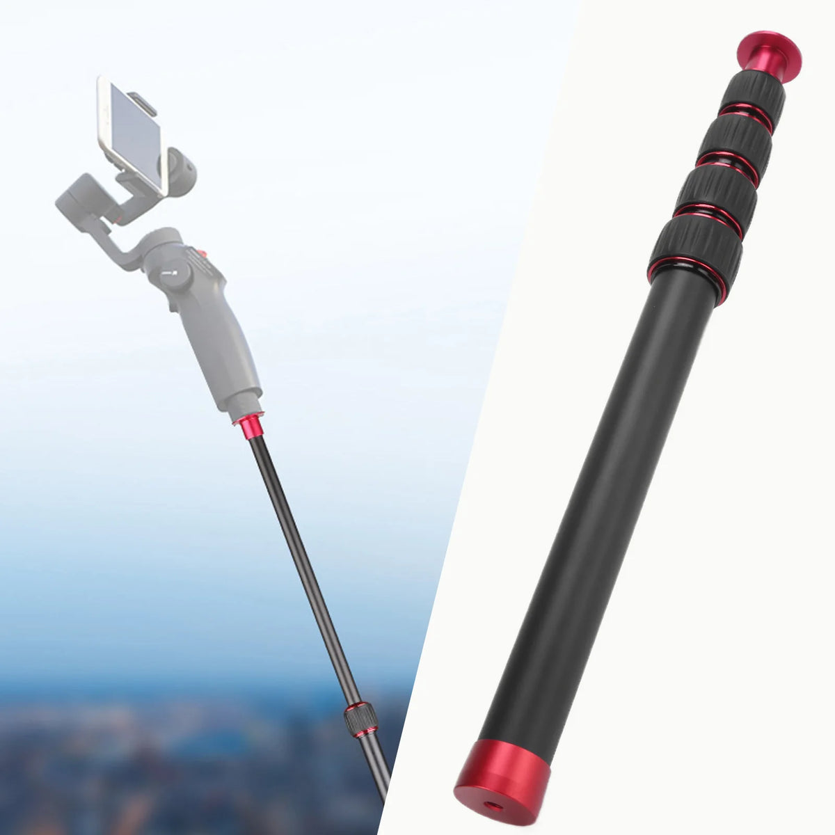 Manbily LR-255 Aluminum Monopod Extension Rod – 5-Section 5kg Monopod Extension Rod Qst