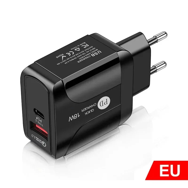 PD 12W USB-C Travel Charger 5V/2A – EU, US & UK Plug USB-C Wall Charger Qme