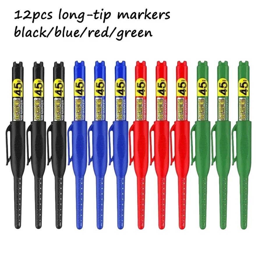 Oil-Based Long Nib Marker Pens for Woodworking & Ceramics Woodworking Marker Pens Qme 12pcs Multi-color
