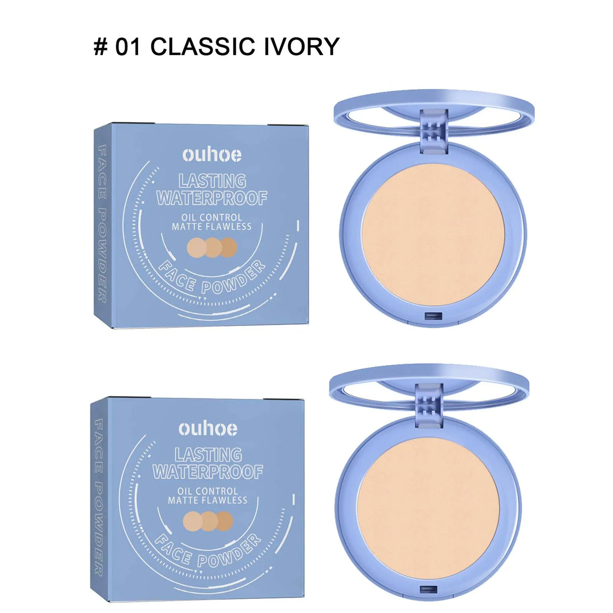 Qme Face Setting Pressed Powder – Oil Control & Waterproof Setting Pressed Powder Qme 2Pc classic ivory
