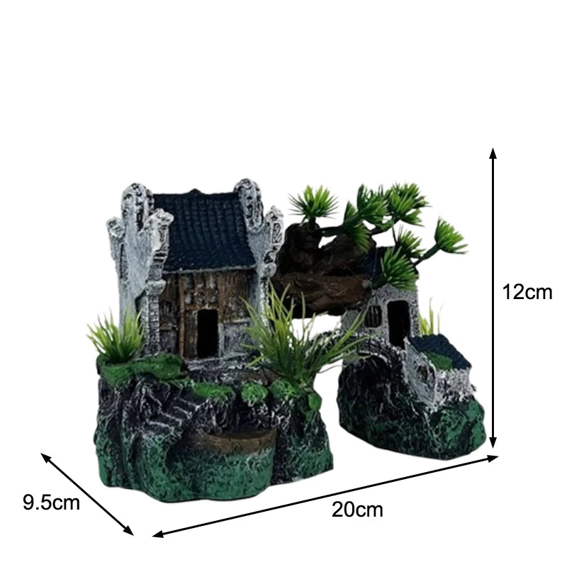 Resin House Aquarium Ornament – Fish Tank Landscape Decor Aquarium Ornament Qst A