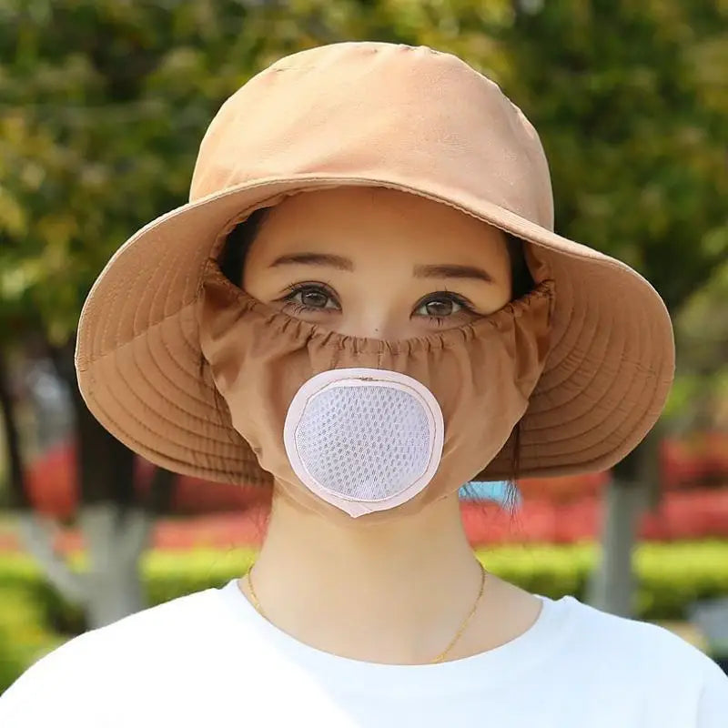 Women's Wide Brim Floral Sun Hat – Anti-UV Neck Cover Wide Brim Sun Hat Qst Khaki