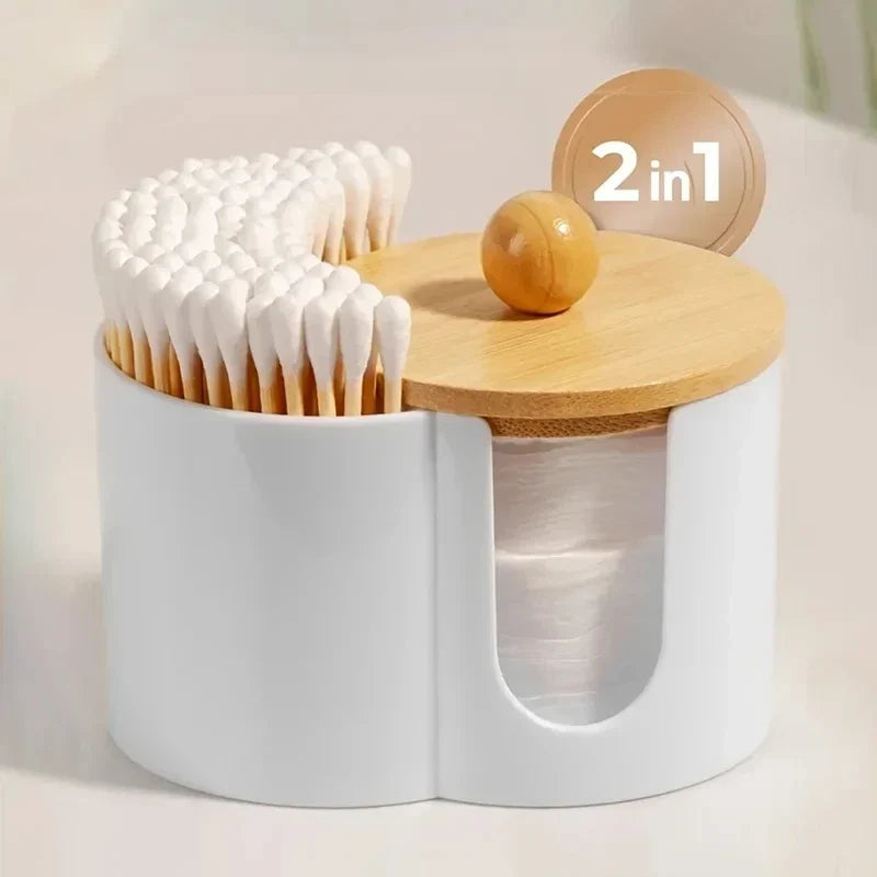 2-in-1 Cotton Swab & Makeup Pad Organizer Storage Box Makeup Organizer Box Qme