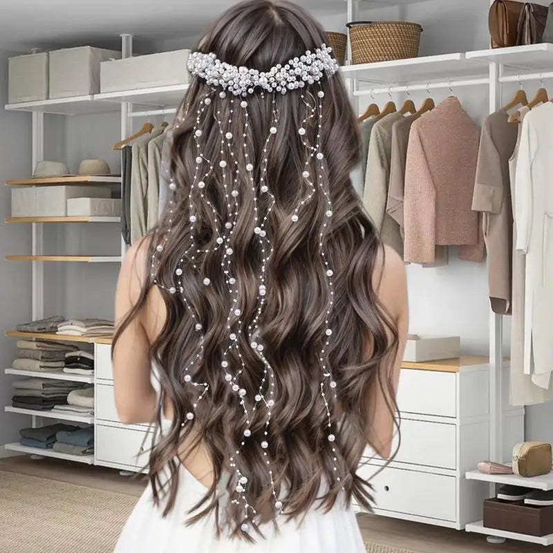 Pearl Hair Comb Bridal Headpiece with Bead Tassel Bridal Hair Comb Qme