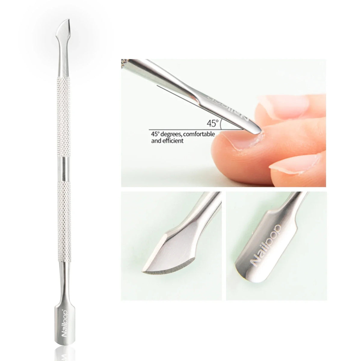Nailpop Stainless Steel Cuticle Trimmer & Pusher Set Cuticle Trimmer Set Qme Cuticle Pusher 1PC