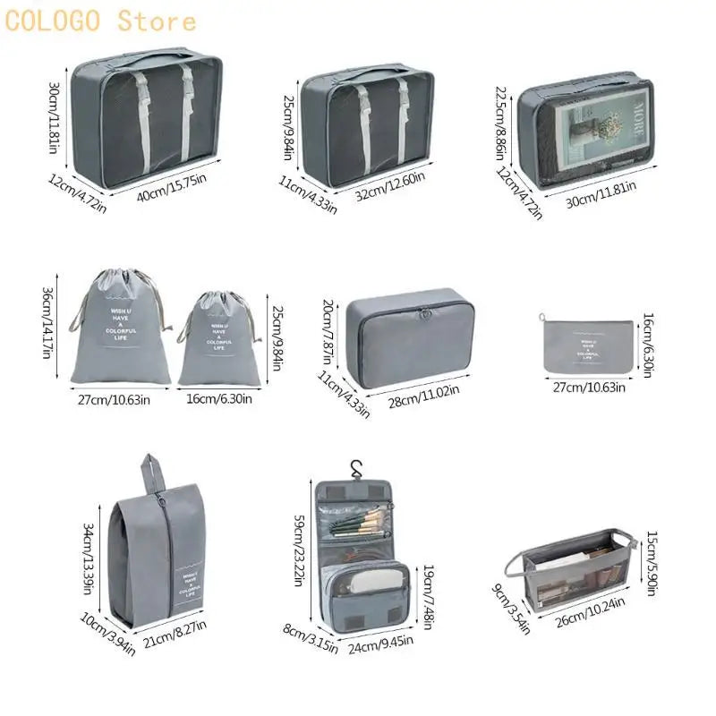 Waterproof Packing Cubes 10-Piece Travel Organizer Set Travel Packing Cubes Qme