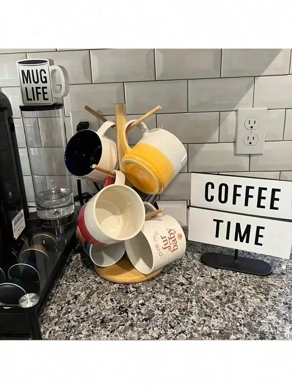 Bamboo Cup Holder Kitchen Organizer Rack for Mugs Kitchen Organizer Rack Qme