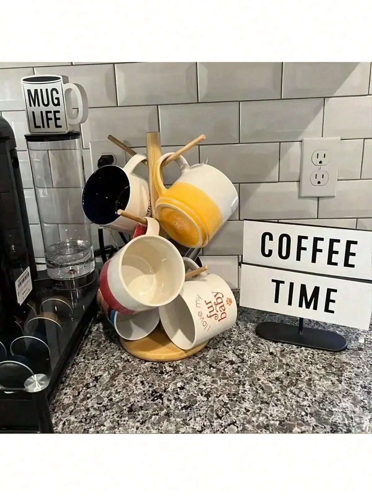 Bamboo Cup Holder Kitchen Organizer Rack for Mugs Kitchen Organizer Rack Qme