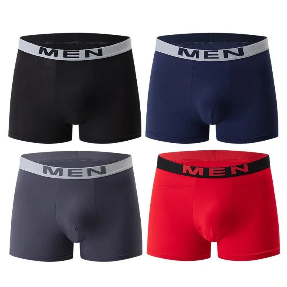 Men's Breathable Boxer Shorts | Solid Color & Elastic Waistband Men's Boxer Shorts Qme