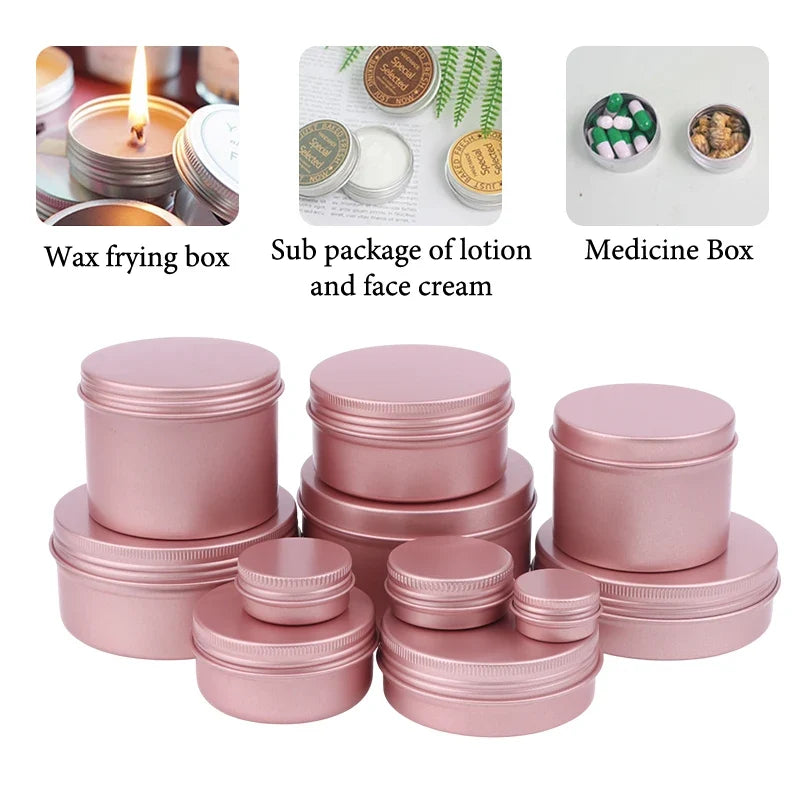 5 Refillable Tin Cream Jars Screw-Top Lids | Lip Balm & Nail Cosmetic Tin Jars Qme