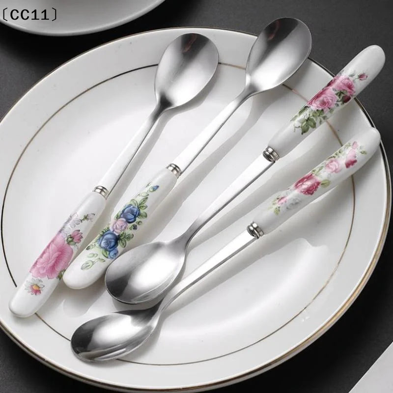 Stainless Steel Coffee Spoons with Ceramic Handles | Qme Coffee Spoons Qme