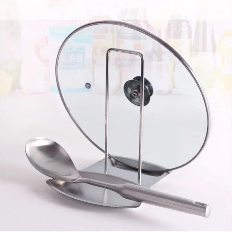 Stainless Steel Pot Lid Rack & Spoon Holder Stand Lid & Spoon Holder Qme